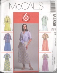 4508 SS-LS SHIRT,PULLOVR BIAS DRESS LENGTHS PATTERN 16-22